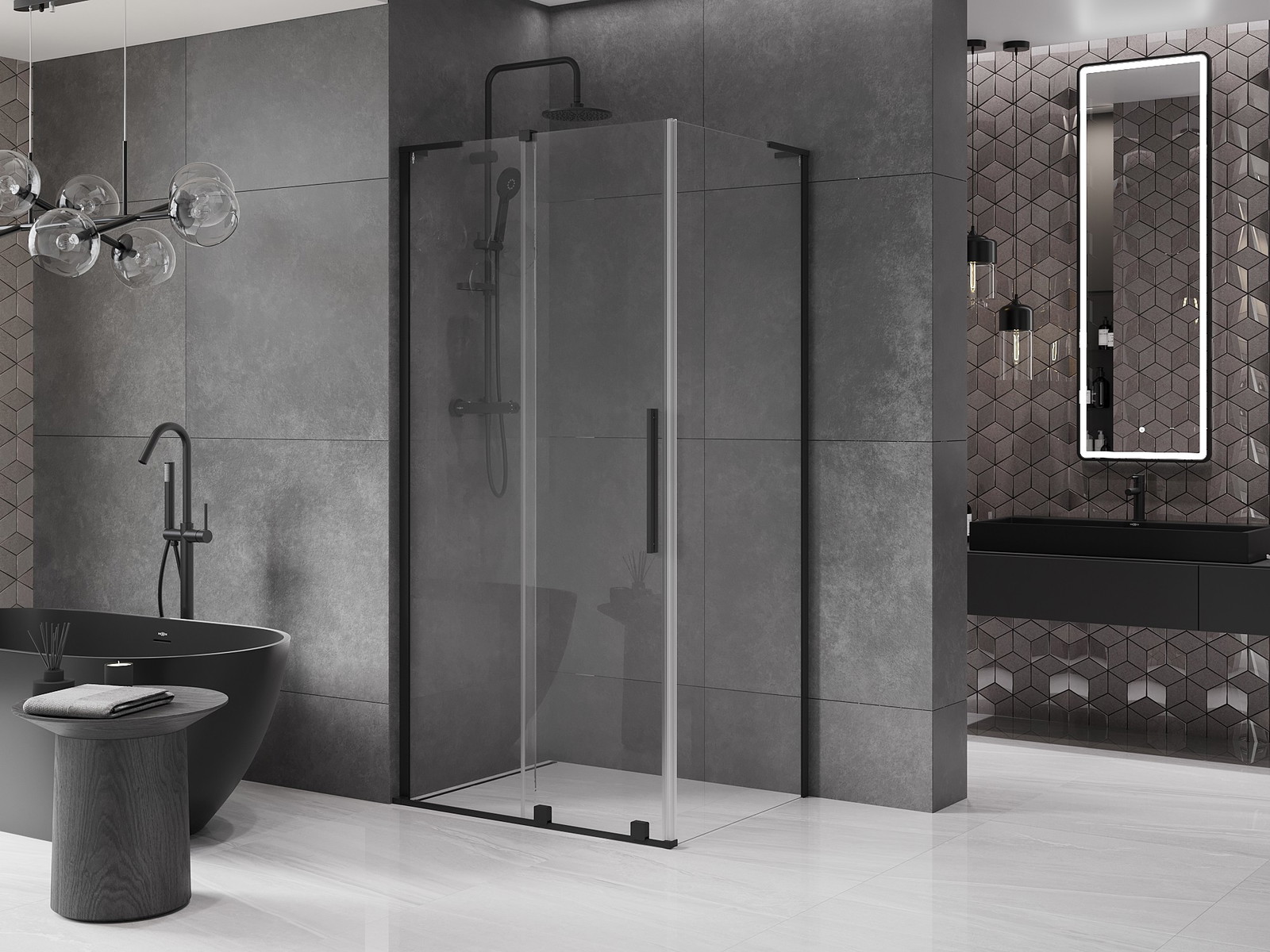 Mexen Velar L kabina prysznicowa rozsuwana 110 x 70 cm, transparent, czarna - 871-110-070-03-70